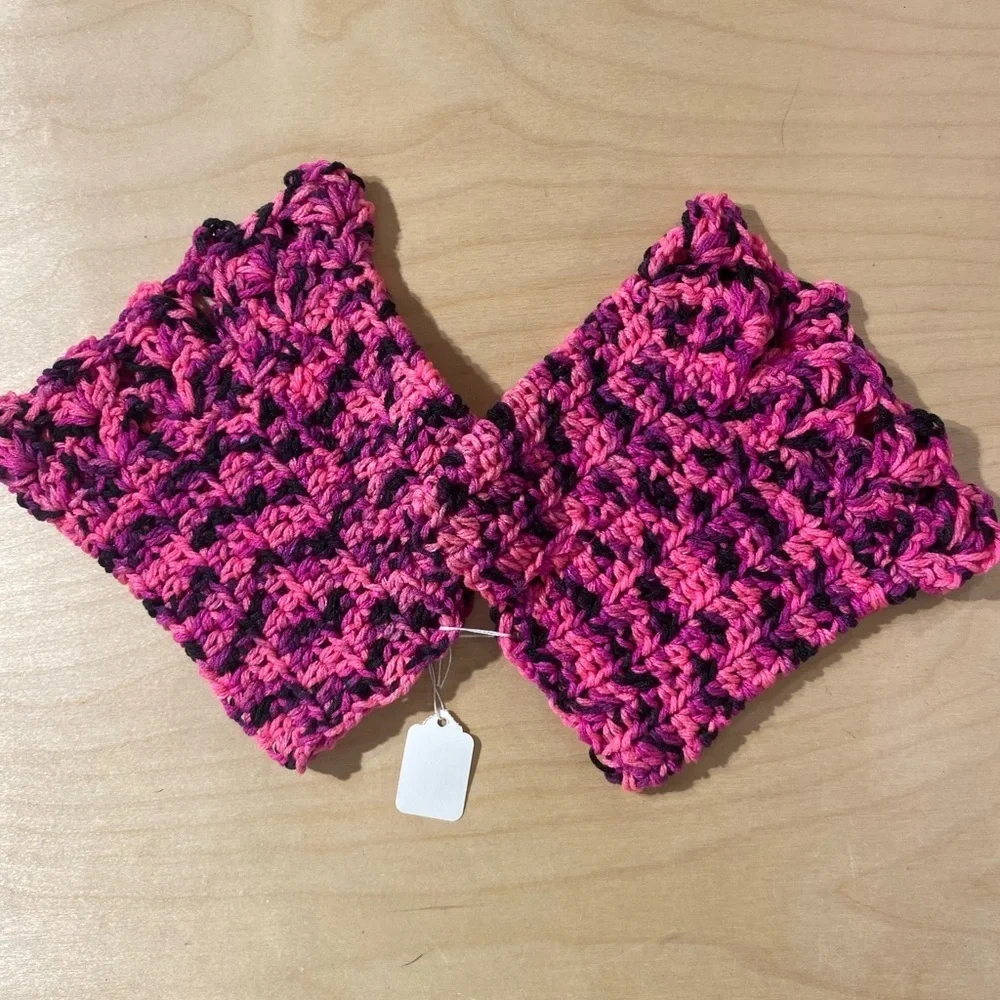 Pink and Black Crochet Boot Toppers (OT)